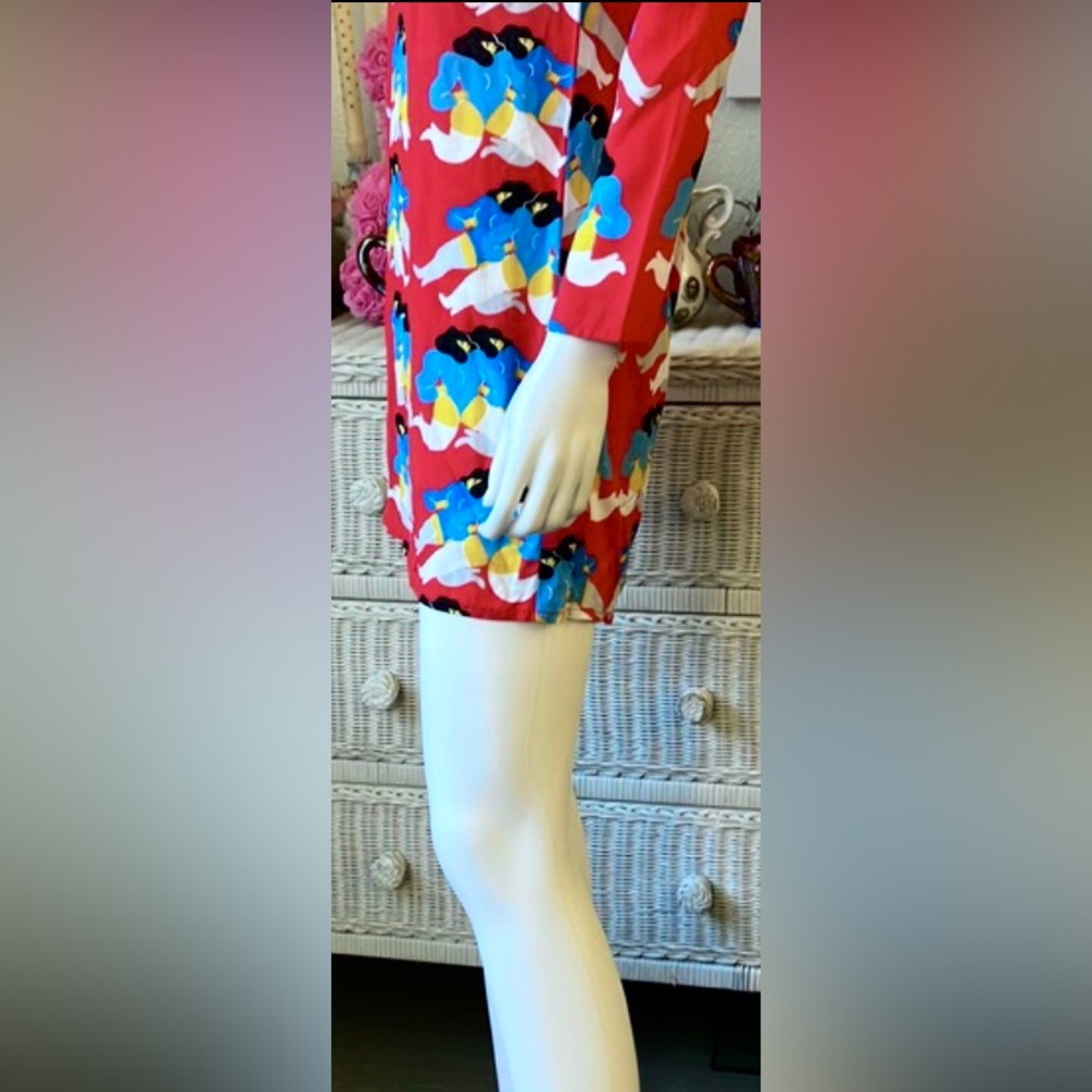 Nooworks Mini Dress Double Ladies Graphics Long Sleeves in Blue & Red size XS - Picture 8 of 10